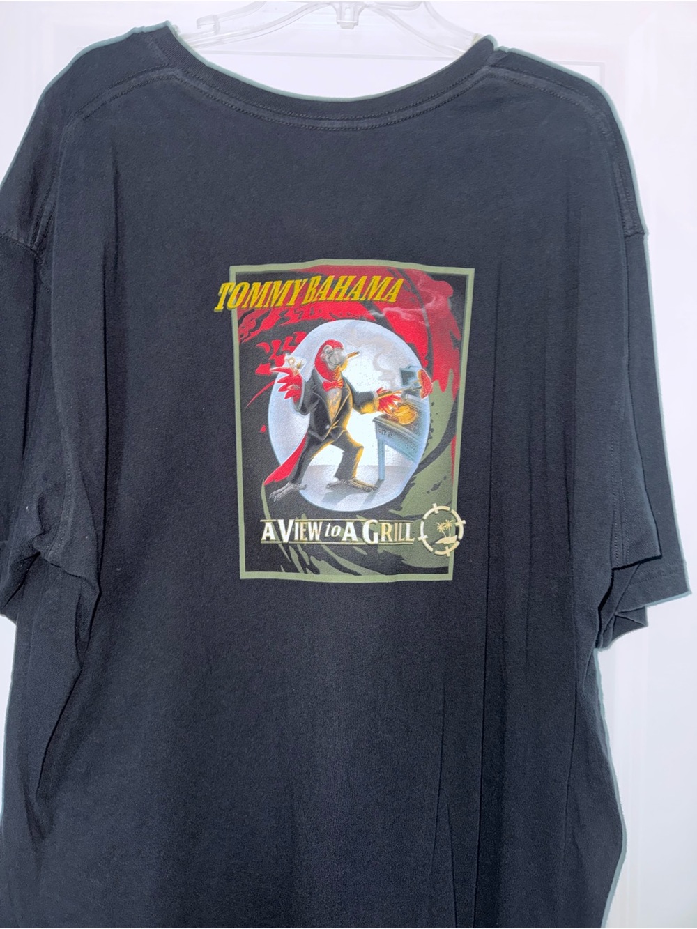 Tommy Bahama Black Short Sleeve Tee with Small Yellow Chest Logo